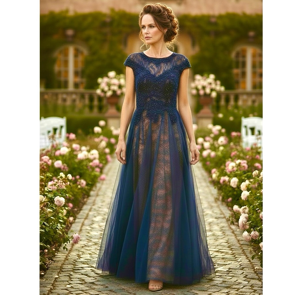 Xscape Formal Blue lace MOB Dress NWT Size 6